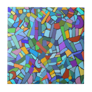 Abstract Art Beautiful Colorful Blue Mosaic Ceramic Tile
