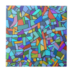 Abstract Art Beautiful Colorful Blue Mosaic Ceramic Tile