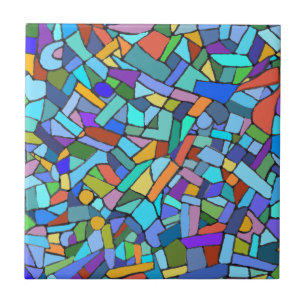 Abstract Art Beautiful Colorful Blue Mosaic Ceramic Tile