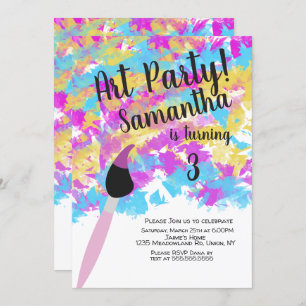 Abstract Art Birthday Party Splash Invitation
