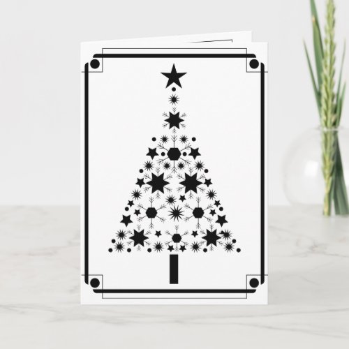 Abstract Art Black and White Christmas Tree Holiday Card