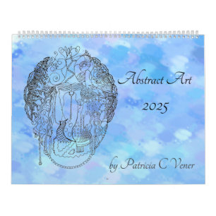 Abstract Art Black and White Drenched in Color Calendar