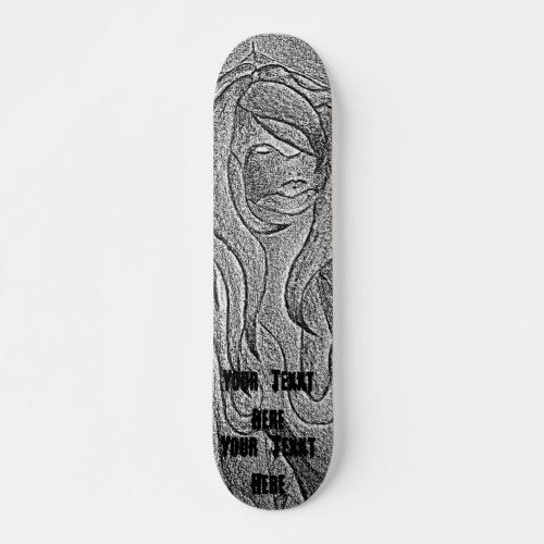 abstract art black and white posing lady retro skateboard