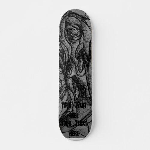 abstract art black and white posing lady retro skateboard