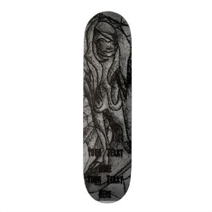abstract art black and white posing lady retro skateboard