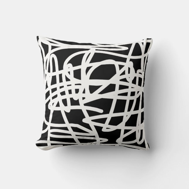 Abstract Art Black And White Throw Pillow Cushion (Front)