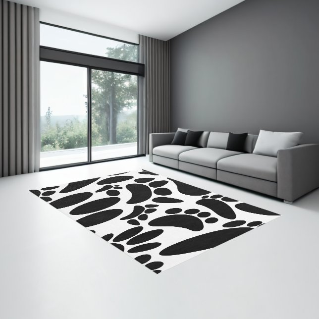 Abstract Art Black Dog Paw Print Rug (Insitu (Indoor 3))