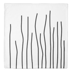 Abstract Art Black on White Lines Minimalism Duvet Cover