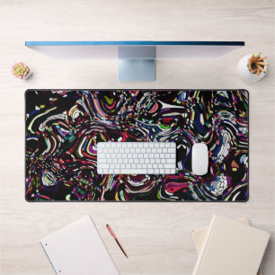 Abstract Art Black Swirl Red Desk Mat