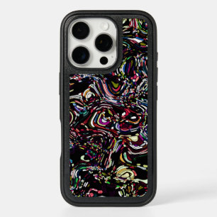 Abstract Art Black Swirl Red iPhone 16 Pro Case