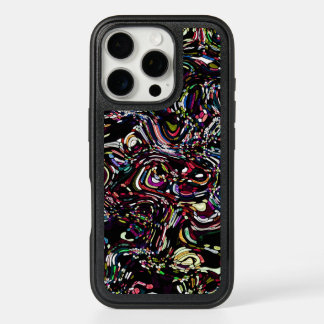 Abstract Art Black Swirl Red iPhone 16 Pro Case