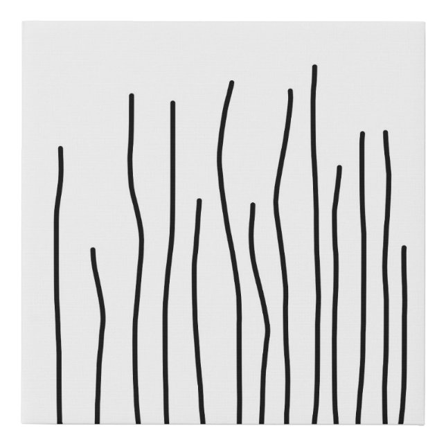 Abstract Art Black White Lines Minimalism Faux Canvas Print (Front)