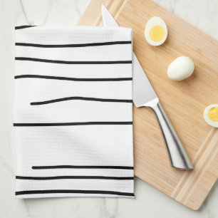 Abstract Art Black White Lines Minimalism Kitchen Towel