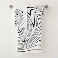 Modern Black And White Striped Bath Towel Set, Zazzle