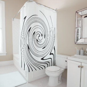 Abstract Art Black White Lines Twirl Minimalism Ce Shower Curtain