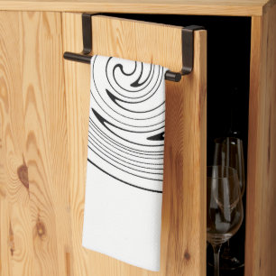 Abstract Art Black White Lines Twirl Minimalism Kitchen Towel