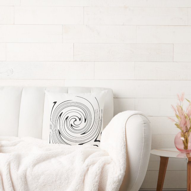 Abstract Art Black White Lines Twirl Minimalism Throw Pillow (Couch)