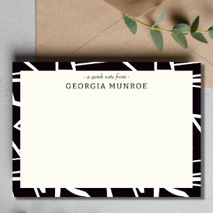 Abstract Art Black White Personalized Stationery Note Card