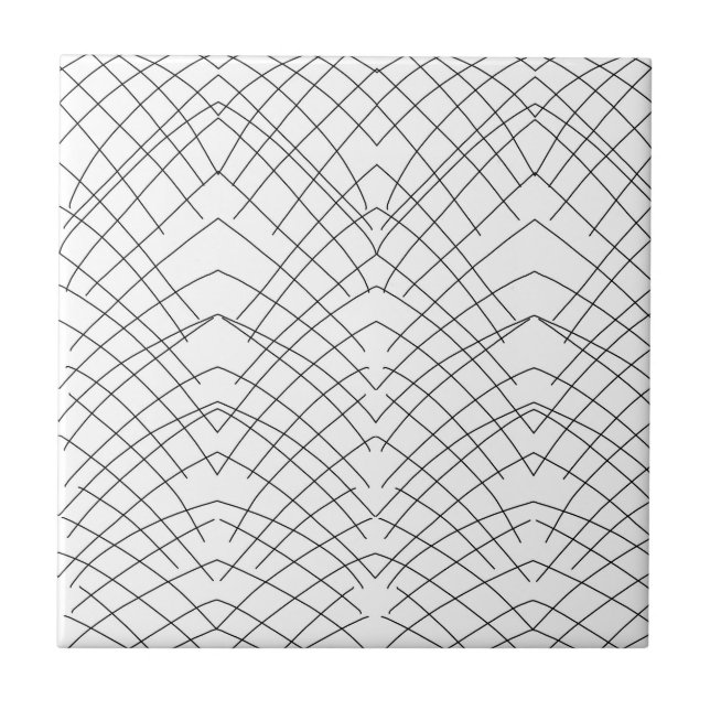 Abstract Art Black White Sketch Ceramic Tile (Front)
