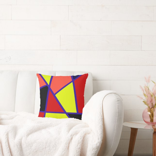 Abstract Art Black Yellow Coral Minimalism Throw Pillow (Couch)