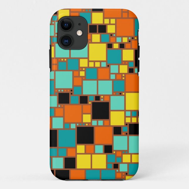 Abstract Art | Black Yellow Orange Blue Squares Case-Mate iPhone Case (Back)