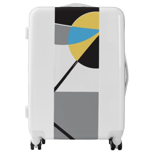 Abstract art black yellow white blue modern luggage