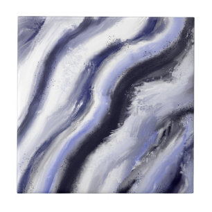Abstract Art Blue Gray Modern Ceramic Tile