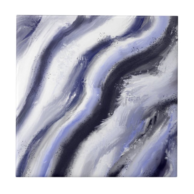 Abstract Art Blue Gray Modern Ceramic Tile (Front)