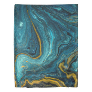Abstract Art Blue Green Gold Dust Marble Duvet Cov Cover