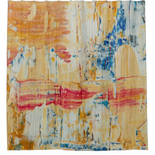 Abstract Art Blue Orange Yellow Bold Brushstrokes Shower Curtain