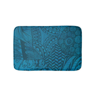 Abstract Art Blue Pattern Bath Mat