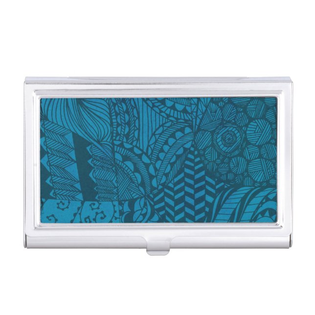 Abstract Art Blue Pattern Business Card Case (Front)