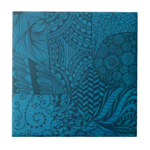 Abstract Art Blue Pattern Ceramic Tile