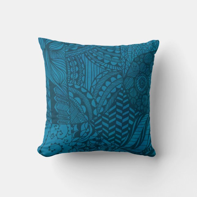 Abstract Art Blue Pattern Throw Pillow (Front)