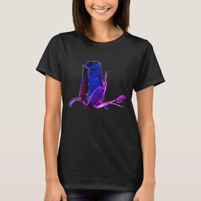 Abstract Art Blue Rosebud Flower Nature  T-Shirt (Front)