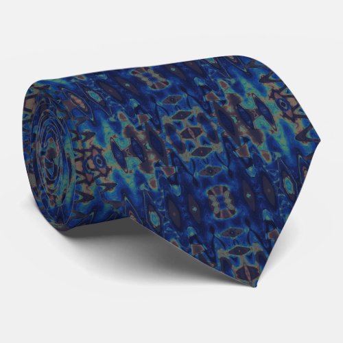 Abstract Art Blue Sine Waves Pattern Neck Tie