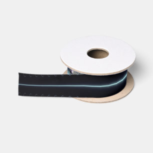 Abstract Art Blue Star Satin Ribbon
