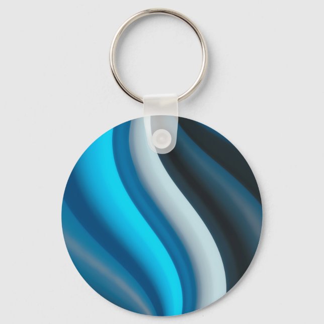 Abstract Art Blue Waves Keychain (Front)
