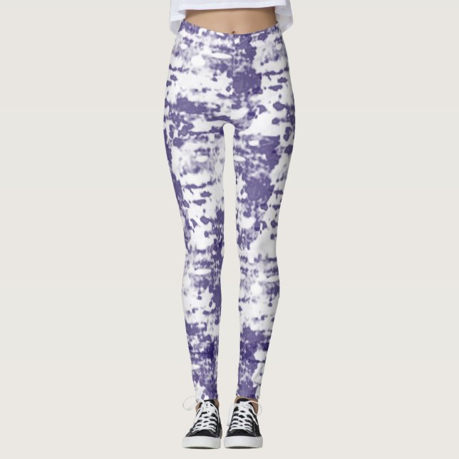 Abstract Art Blue White Minimalism Leggings (Front)
