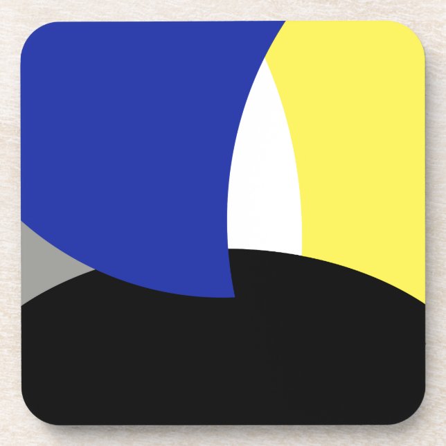 Abstract Art Blue Yellow Beverage Coaster (Front)