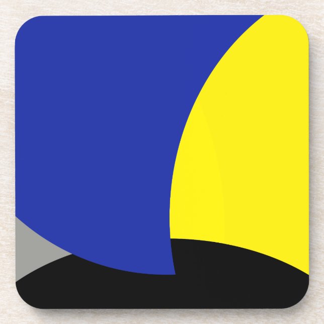 Abstract Art Blue Yellow Beverage Coaster (Front)