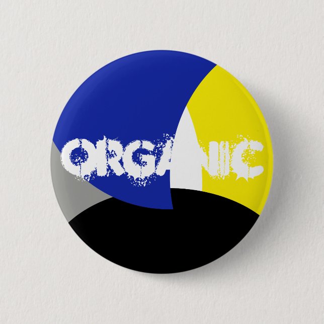 Abstract Art Blue Yellow Button (Front)
