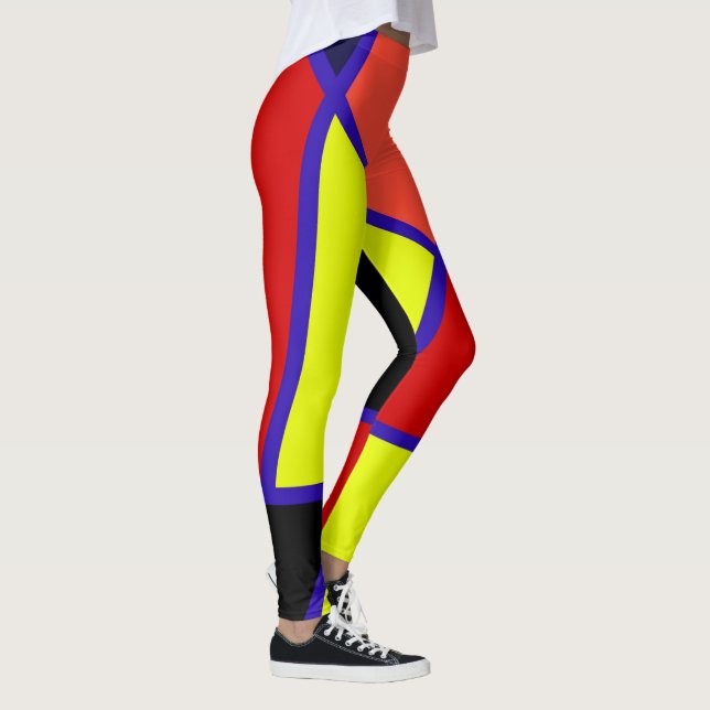Abstract Art Blue Yellow Red Minimalism Leggings (Right)