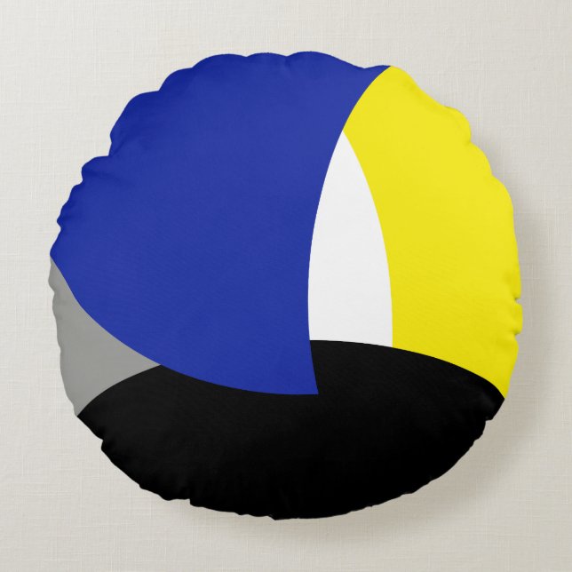 Abstract Art Blue Yellow Round Pillow (Front)
