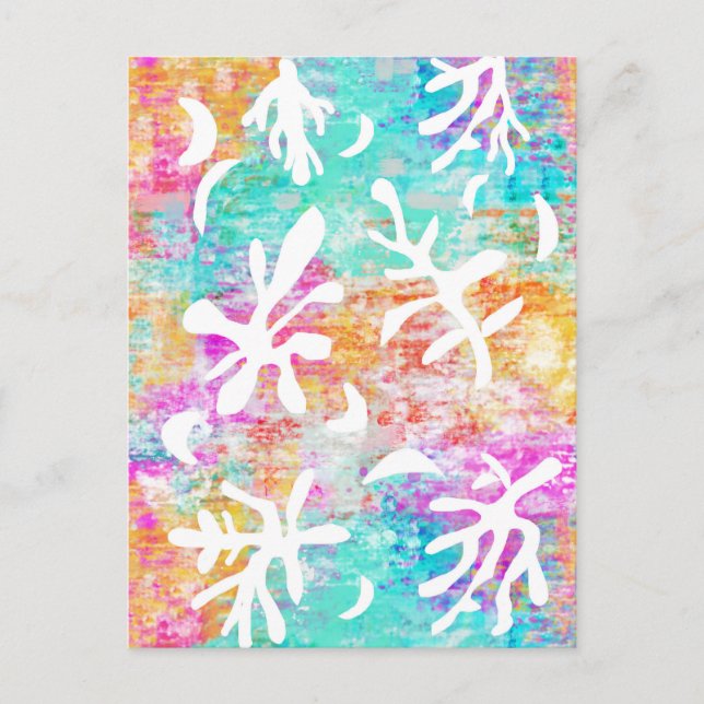Abstract Art Boho Matisse Botanical Shapes  Postcard (Front)