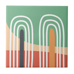 Abstract art boho rainbow set ceramic tile