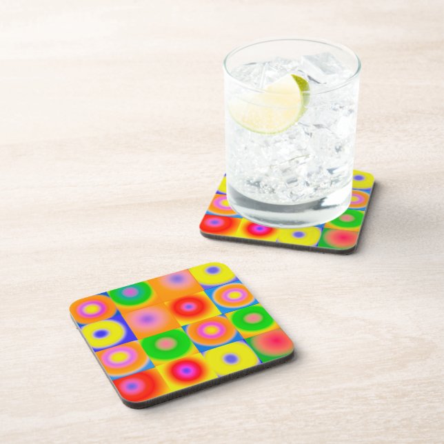 Abstract Art Bold Bright Yellow Red Blue Beverage Coaster (Right Side)