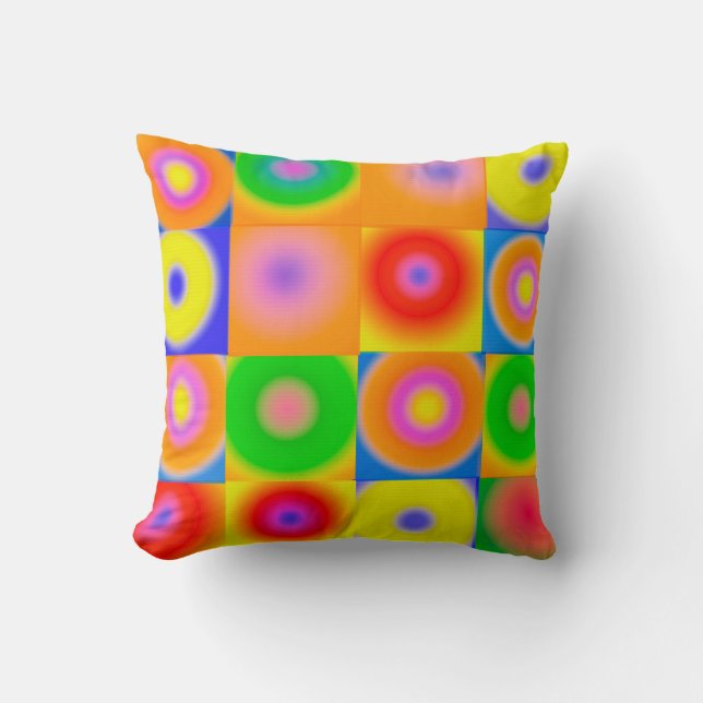 Abstract Art Bold Bright Yellow Red Blue Throw Pillow (Front)