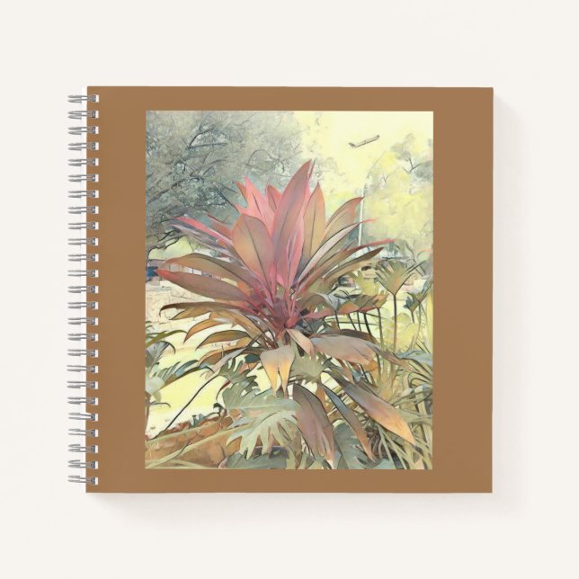 Abstract Art Botanical Watercolor Bush Garden  Notebook (Front)