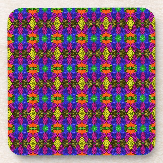 Abstract Art Bright Pattern Beverage Coaster (Front)